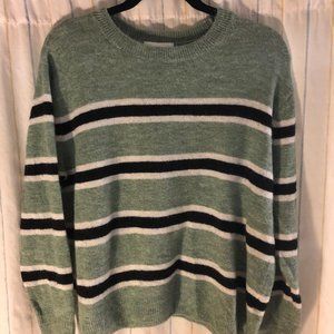 Green Striped Buttery Soft Oversized Knit Sweater
